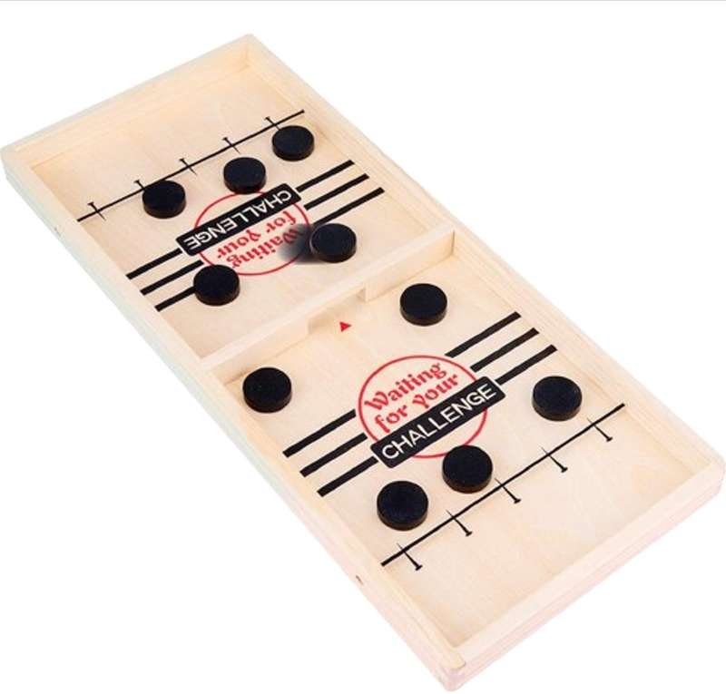 Fast Sling Puck Game  Wooden Board Game for Kids & Adults