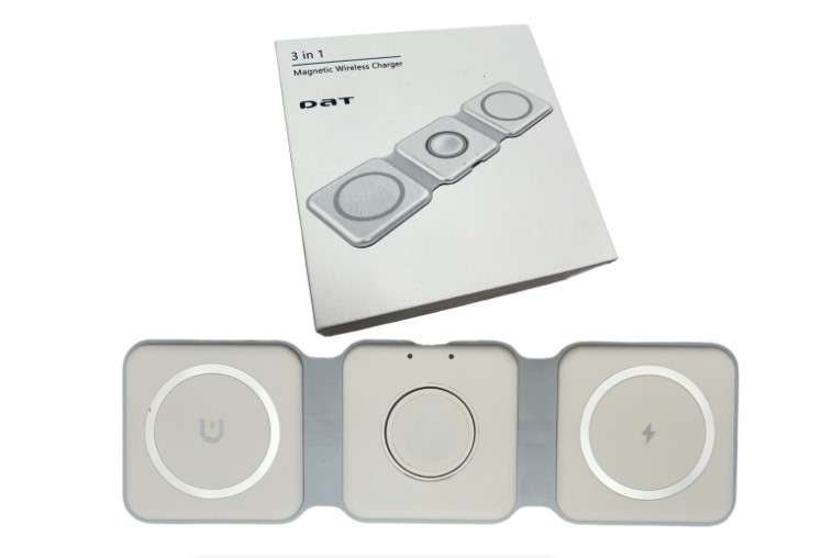 Dat Portable 3 in 1 Magnetic Wireless Charger-White