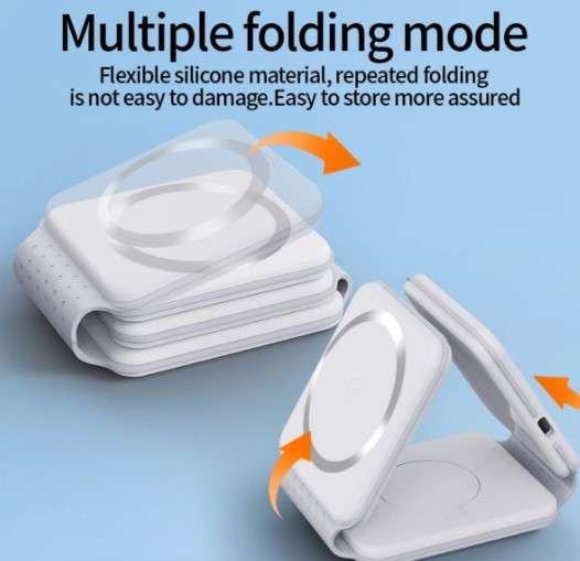 Dat Portable 3 in 1 Magnetic Wireless Charger-White