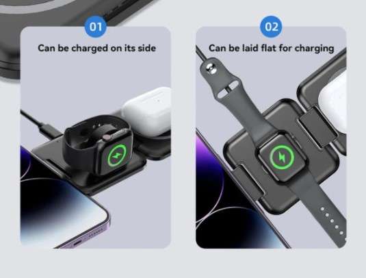 Dat Portable 3 in 1 Magnetic Wireless Charger-White