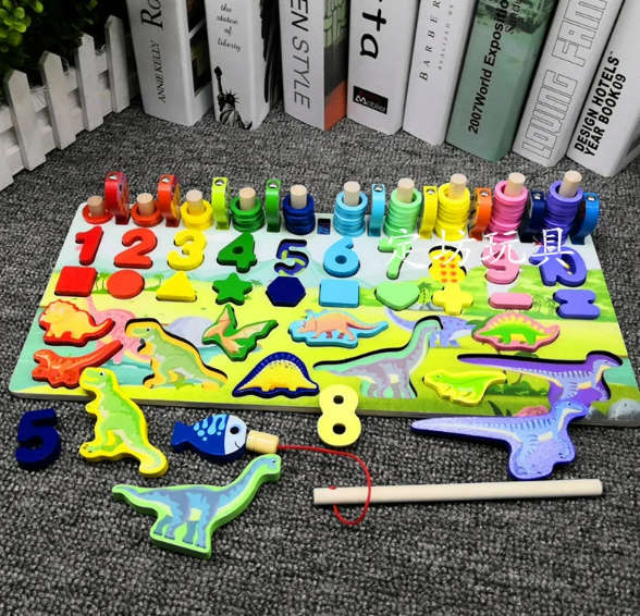 Wooden Montessori Dinosaur Puzzle  7-in-1 Educational Learning Toy for Toddlers