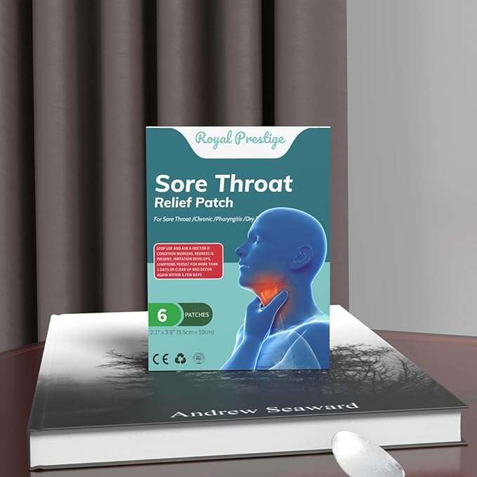 Sore Throat Pain Relief Patches Natural Pack of 6 Patches