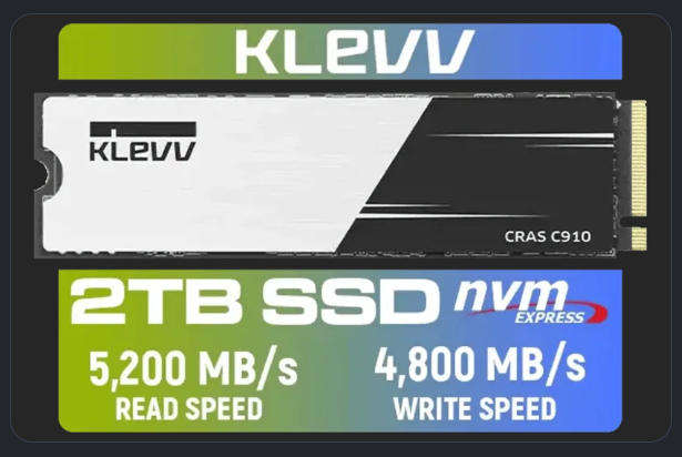 2TB KLEVV CRAS C910 M.2 NVMe PCIe Gen4x4 Internal SSD with Heatsink (SEALED)