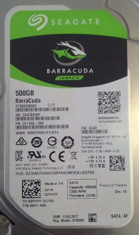 SEAGATE BARRACUDA 500GB 3.5" (DESKTOP) HARD DRIVE
