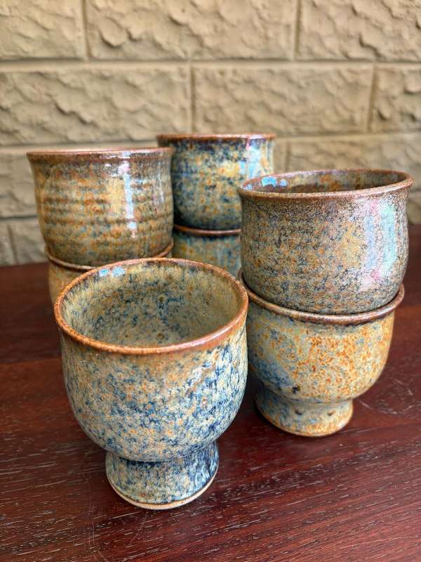 Glazed Ceramic Goblets - Set of 7