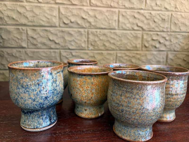 Glazed Ceramic Goblets - Set of 7