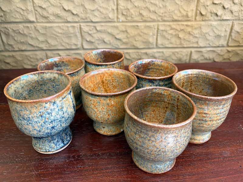 Glazed Ceramic Goblets - Set of 7