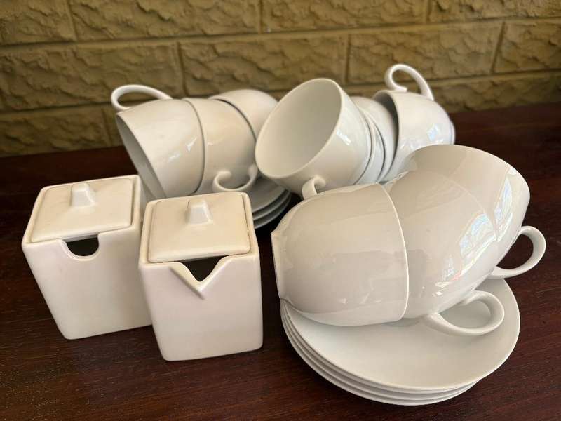 White Porcelain Tea Set - Set of 12