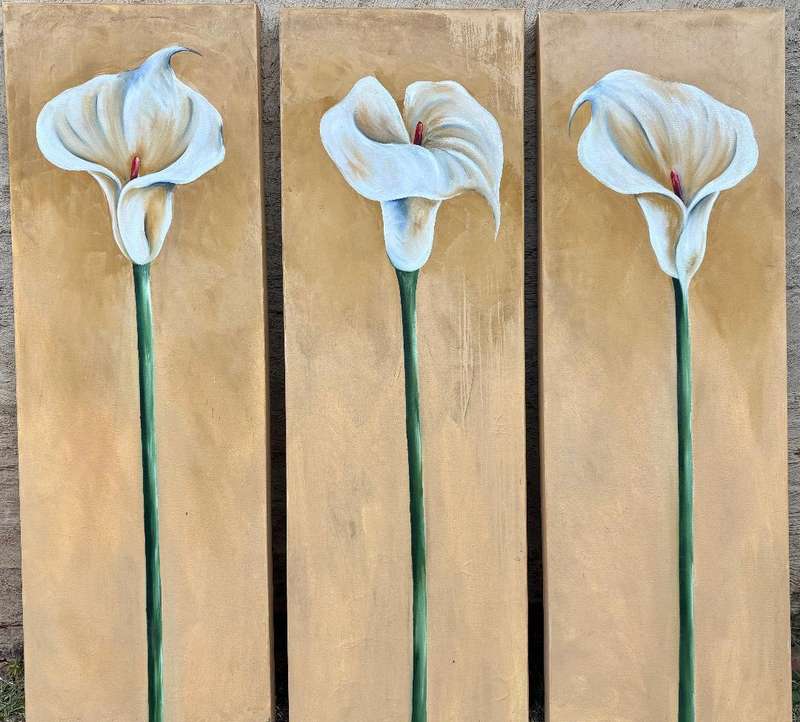 Original 3 piece arum lilly painting