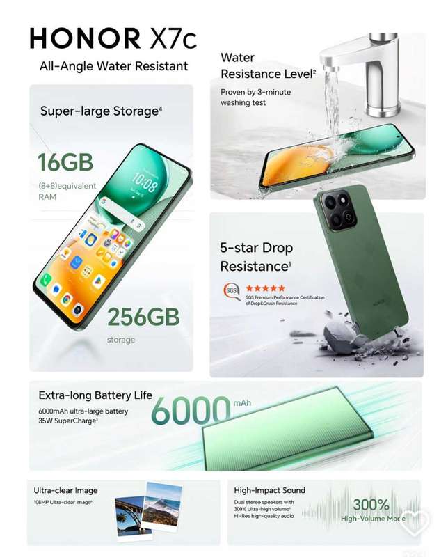 Honor X7c 4G Dual Sim 256GB - Black,Green Mix Color