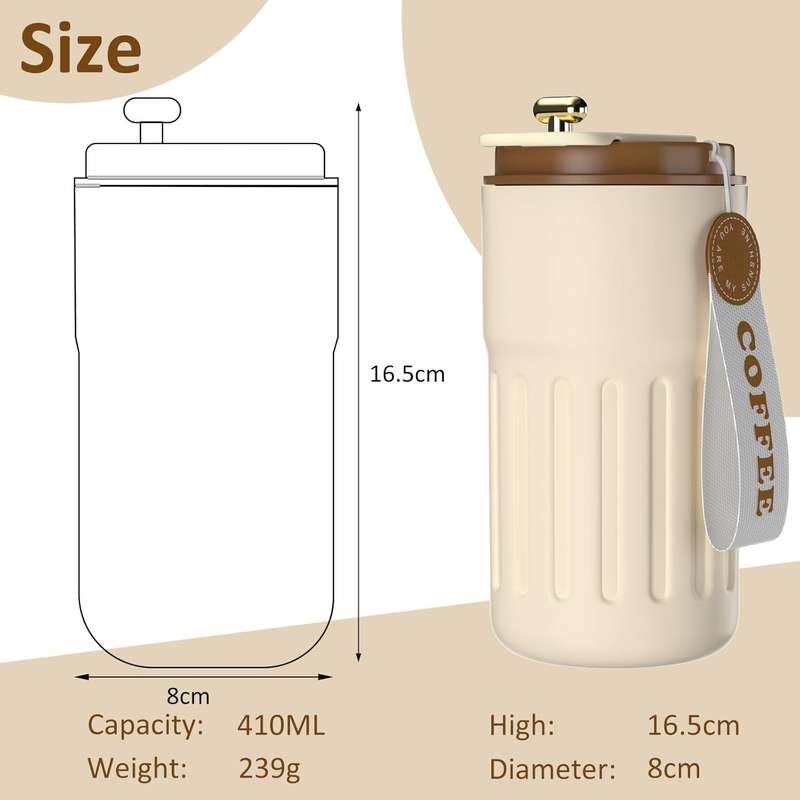 Homealexa Coffee Cup Travel Mugs, Vacuum Insulating Cup 316 Stainless Steel, LED Touch Screen Temper