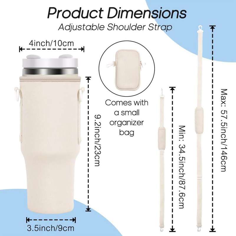 40oz Stanley Cup Holder Bag with Strap  Insulated Water Bottle Carrier with Phone Pocket