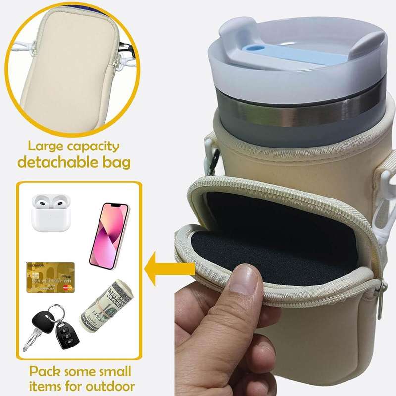 40oz Stanley Cup Holder Bag with Strap  Insulated Water Bottle Carrier with Phone Pocket