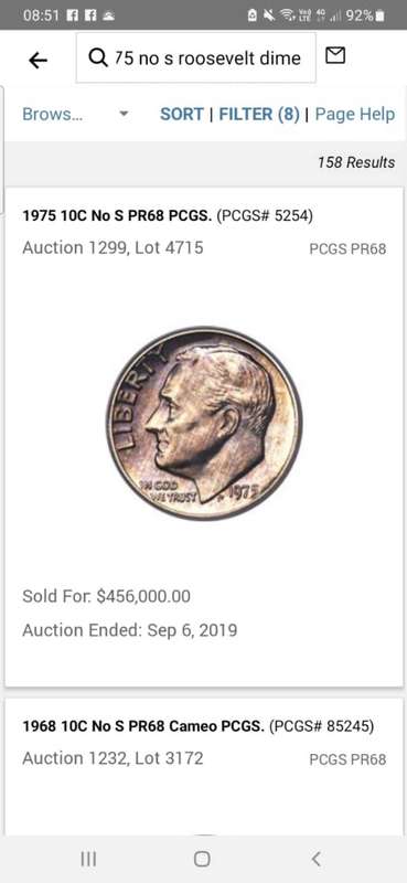 1975 NO S ROOSEVELT DIME BU UNC