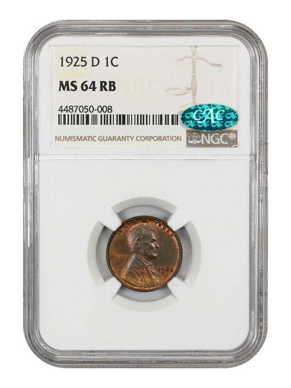 1925 D,USA LINCOLN PENNY MS64RB NGC