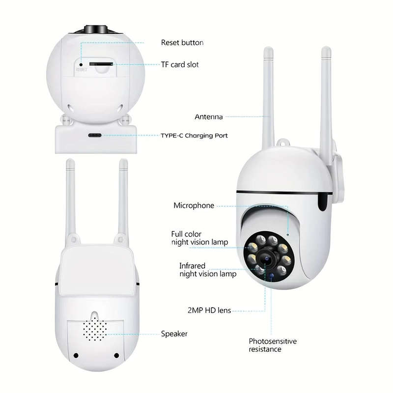 JOOAN 2-Way Audio Wireless Security Camera  Smart Motion Tracking + 10m USB-C Power Cable