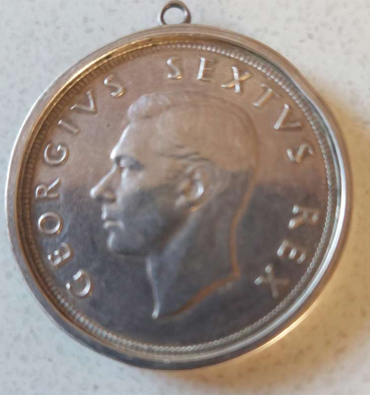 South African 1949 silver five schilling