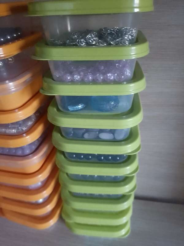 200+ containers with beads ect