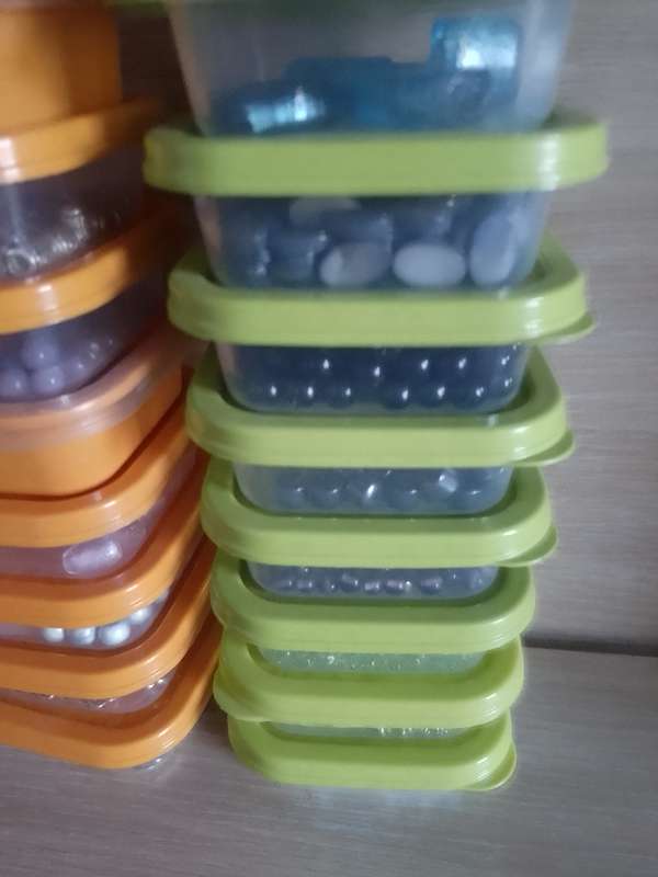200+ containers with beads ect