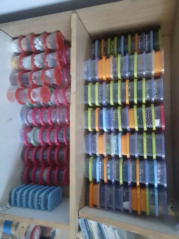 200+ containers with beads ect