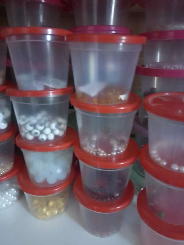 200+ containers with beads ect