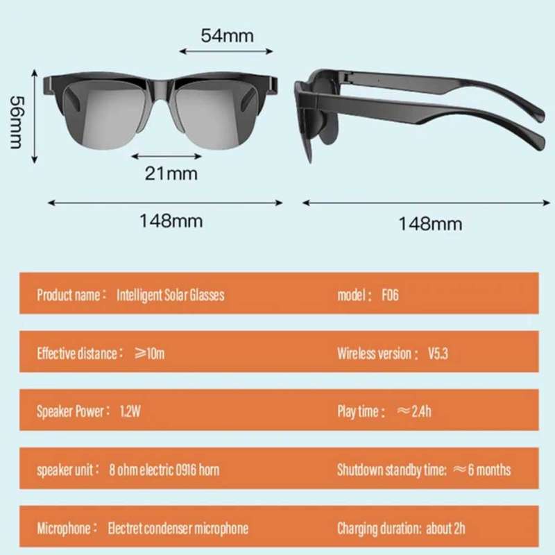 Smart glasses, Bluetooth operated sunglasses