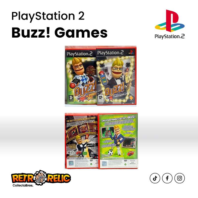 Buzz Controls Combo includes Two Buzz! PS2 Videogame- Pre-Owned