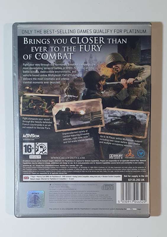 Call of Duty 3 Platinum PlayStation Two (PS2) videogame