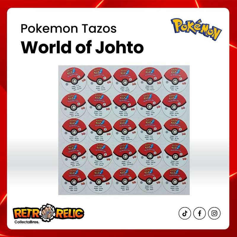 Pokémon Tazo's from the World of Johto (40 Tazo's)