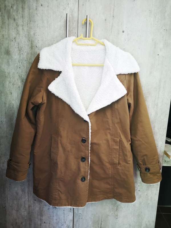 Khaki Lapel Collar Button Fleece Jacket