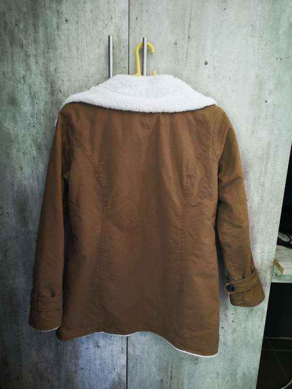 Khaki Lapel Collar Button Fleece Jacket