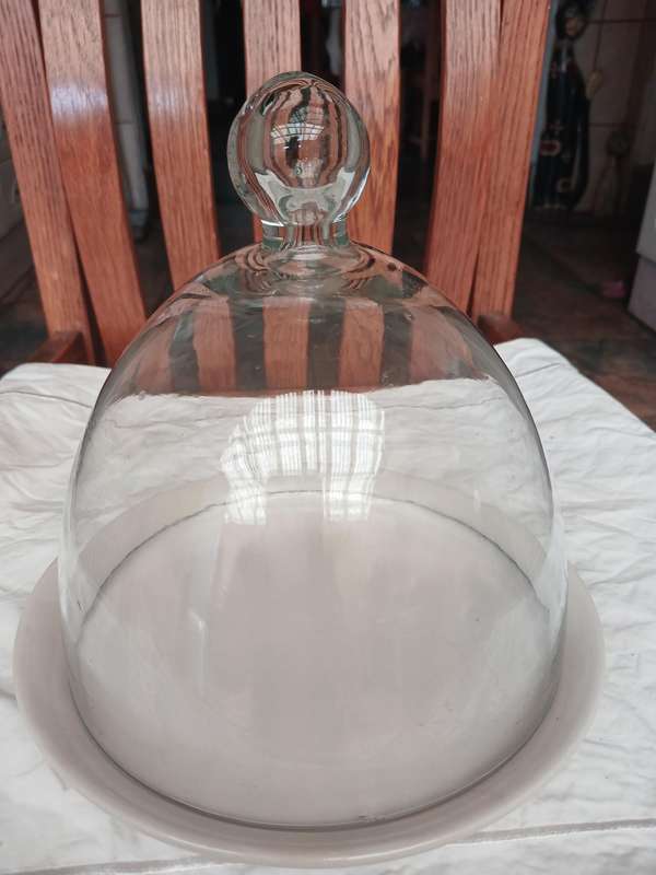 Cheese ceramic and glass cloche 19 Diameter x 20cm H