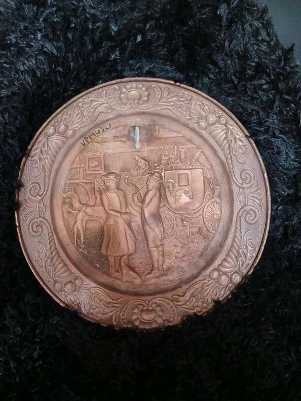 Vintage Brass decorative embossed plates set of four 1 x 57 diameter 2 x 36 diameter and 1 x 30cm d