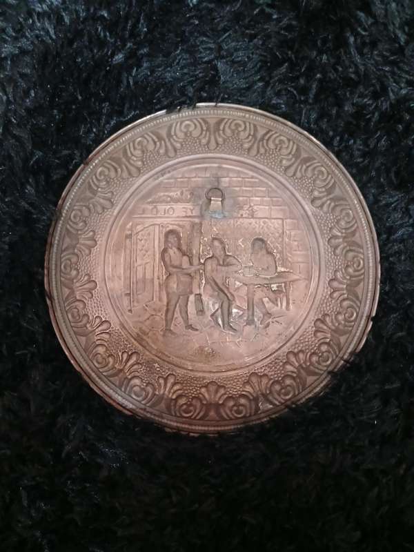 Vintage Brass decorative embossed plates set of four 1 x 57 diameter 2 x 36 diameter and 1 x 30cm d