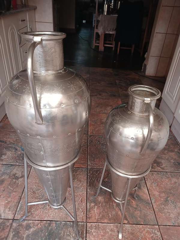 Vintage vase Nickel plated set of two