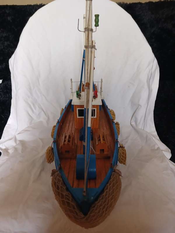 Ornament wood boat 14W x 46L x 40H