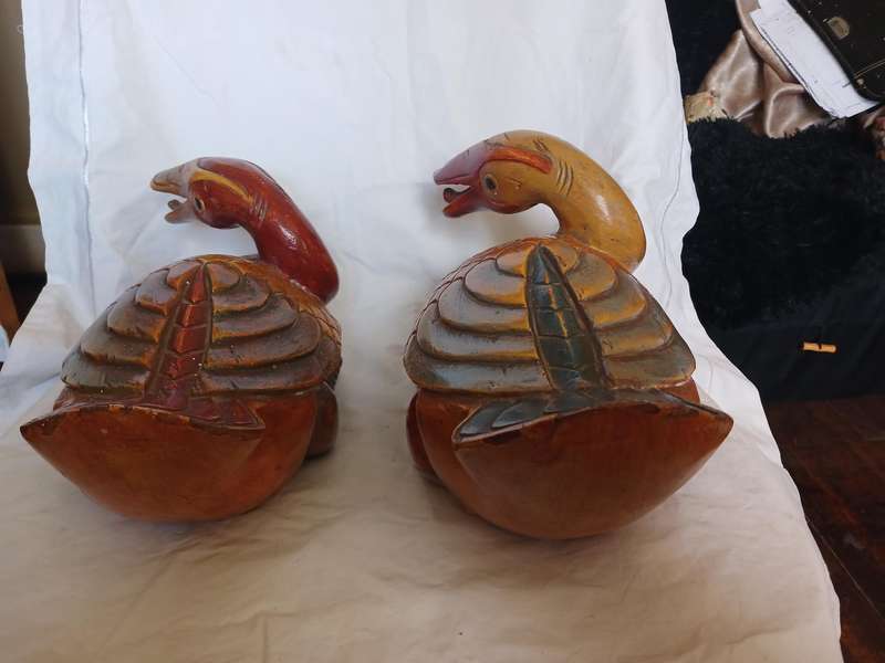 Ornament wood ducks set of two 17W x 34L x 17cm high