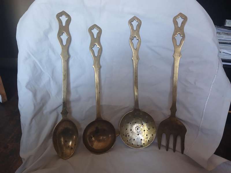 Brass cutlery set of four 35cm long