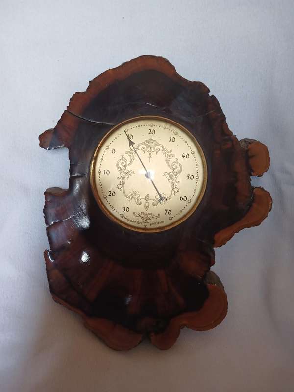 Vintage precision thermometer on wooden base French design 20 wide x 25 high