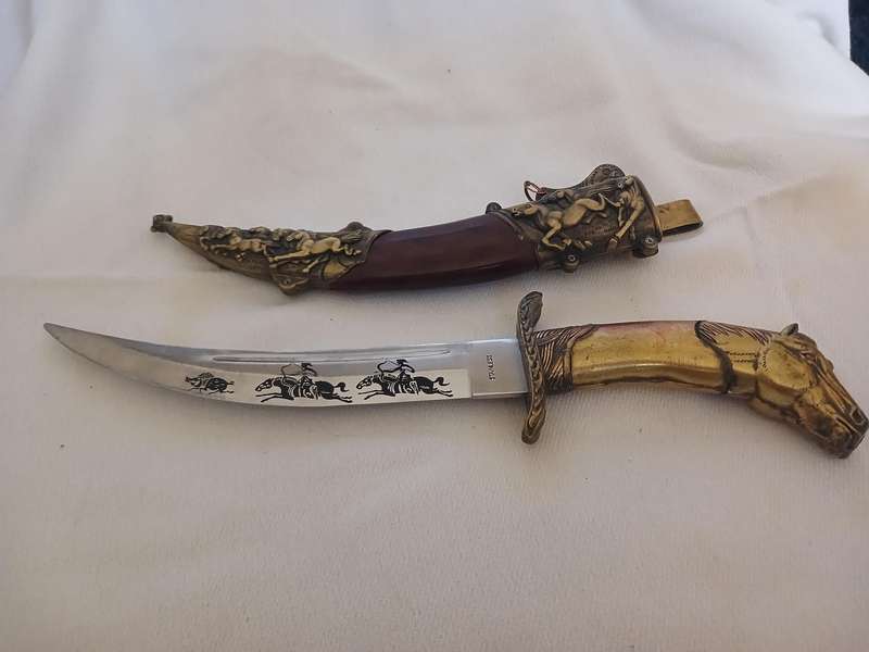 Vintage dagger with brass horse head 30cm long