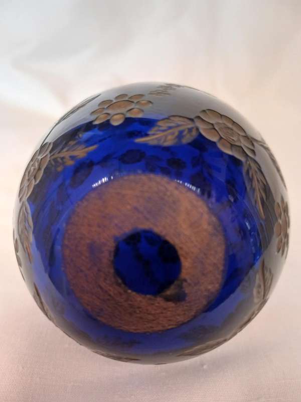 Vintage Russian handcrafted Faberge Cobalt Blue paper weight 6.5 Dia x 9.5 H