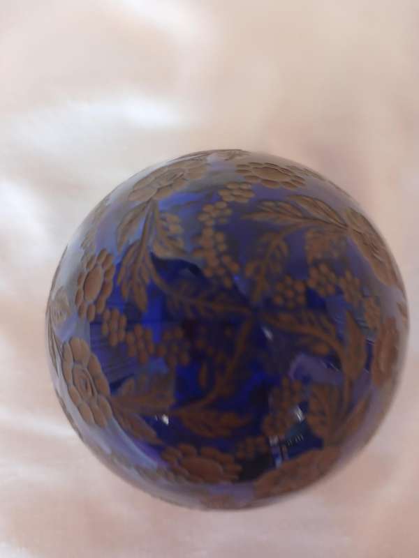 Vintage Russian handcrafted Faberge Cobalt Blue paper weight 6.5 Dia x 9.5 H