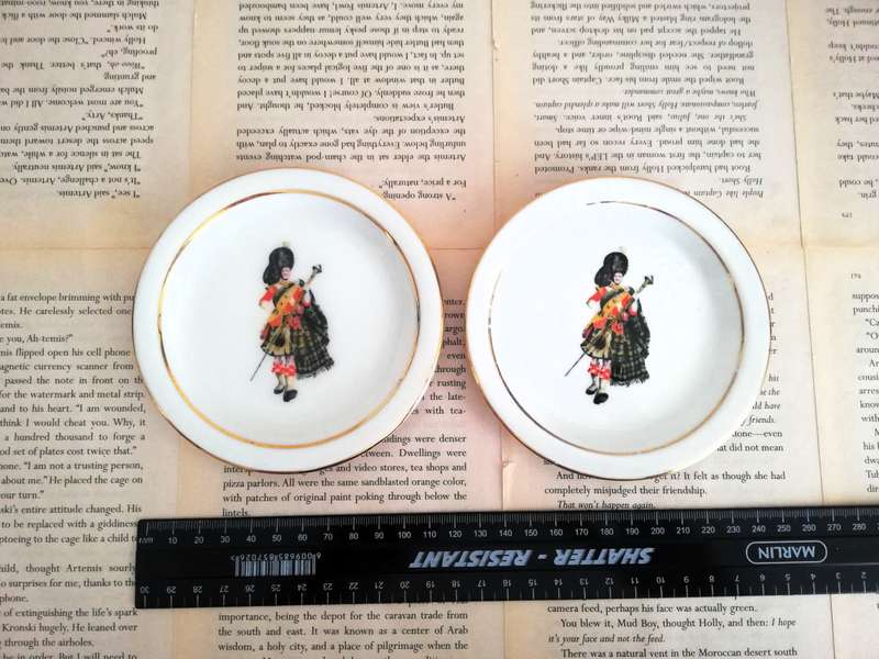 Vintage John Dewar - White Label Scotch Whisky Small Display Plate [12.5cm Diameter] x 2