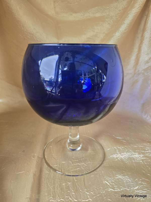 Cobalt Blue Brandy Glass Shaped Vase