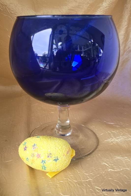Cobalt Blue Brandy Glass Shaped Vase