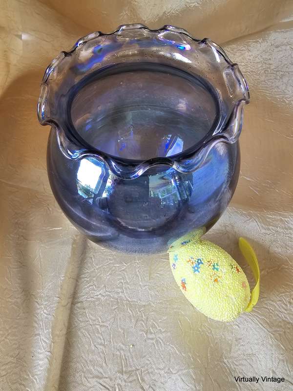 Vintage Cobalt Blue Ruffled Vase