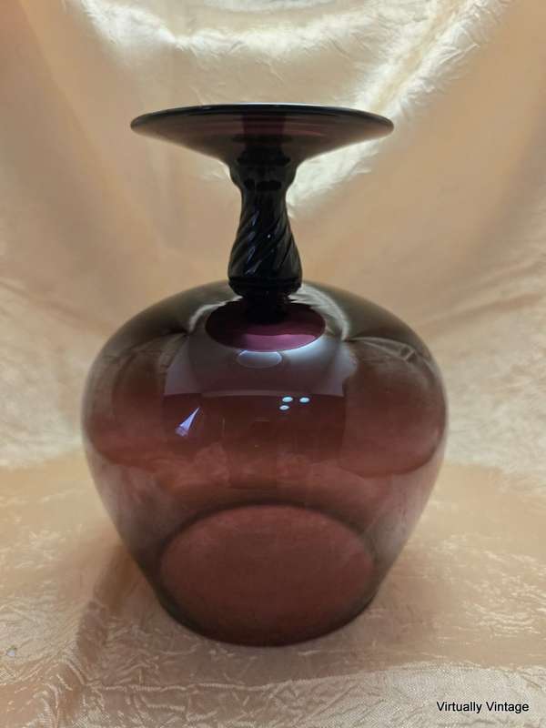 Collection of vintage purple & cranberry pedestal vase's