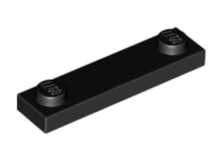 LEGO Parts Plate Modified Plate, Modified 1 x 4 with 2 Studs without Groove ~ Black