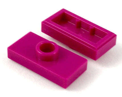 LEGO Plate, Modified 1 x 2 with 1 Stud with Groove and Bottom Stud Holder (Jumper) ~ {Magenta}