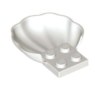 LEGO Animal Body Part,  Clam / Scallop Shell with 4 Studs ~ {White}